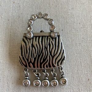 Handbag Zebra Like Print Brooch Pin